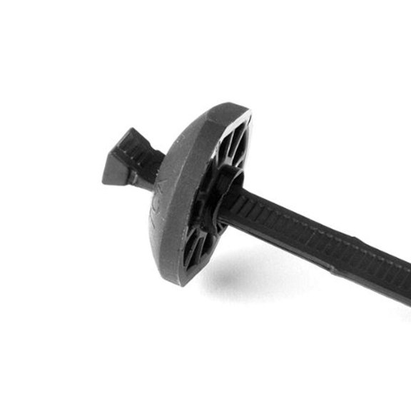Hellermann Tyton 132-00011 Button Head Tie, 105lb, 15.0", Max Bundle Diameter 4.3" PA66HSUV, Black (Pack of 50)