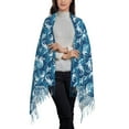 thumbnail image 3 of Cauagu Sea Water Wave Print Women Wrap Shawl tassels Scarves Retro Scarf 77.6"X28.3", 3 of 8