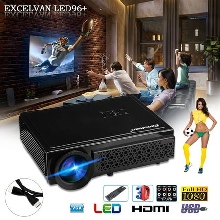 Excelvan 96  Potable Home Theater Projector 5.8” TFT LCD HD 3000 Lumens LED Projector Native Resolution 1280*800 Support 1080P ATV with HDMI for Laptop/Smartphone