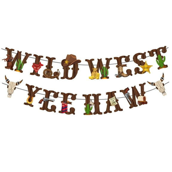 Cowboy Party Decorations for Boys, Western Cowboy Happy Birthday Banner, Boots Boy Cowboy Birthday Banner Wild West Party Decorations Western Theme Birthday Decoration Birthday Party Supplies