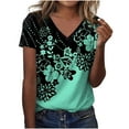 thumbnail image 2 of Hauts d'Été Grande Taille pour Femmes, T-shirt à Manches Courtes à Col en V Imprimé Floral, Blouses pour Femmes, T-shirt Col en V pour Femmes en Solde, 2 of 6