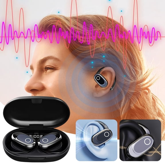 Noise Cancelling Bluetooth Over Ear Headphones Intelligent Active Reduction LCD Display Extended Battery Wireless Calling Music for Travel Office Home Clear Sound