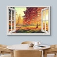 thumbnail image 3 of wall26 Canvas Print Wall Art Window View Orange Autumn Fall Forest Tree Park Wilderness Nature Photography Realism Scenic Landscape Colorful Multicolor for Living Room, Bedroom, Office - 32"x48&, 3 of 5