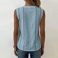thumbnail image 3 of ClodeEU Women's Henley V Neck Sleeveless Tank Top,Casual Loose Fit Solid Color Blouse with Button for Summer Light Blue,Women's Plus M, 3 of 6