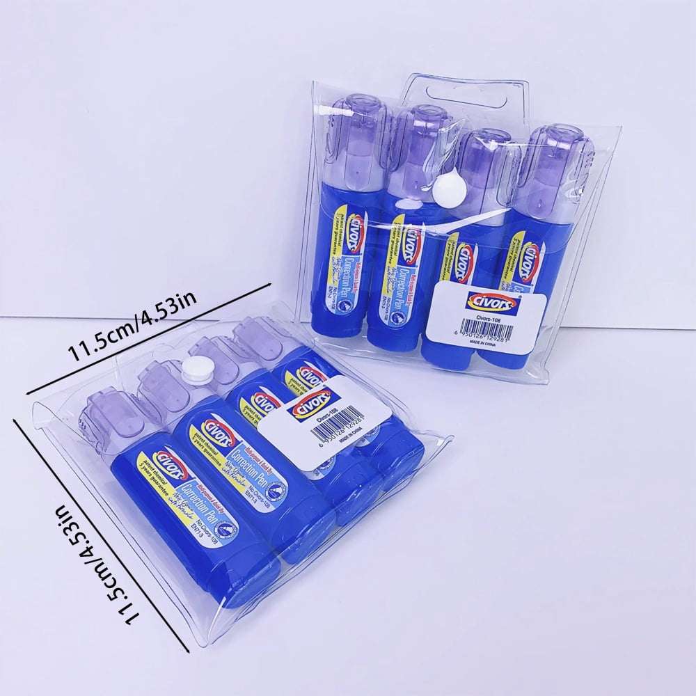 4-Piece Correction Fluid Set: Strong Coverage, Quick-Dry, Smudge-Proof – Ideal for Error Correction