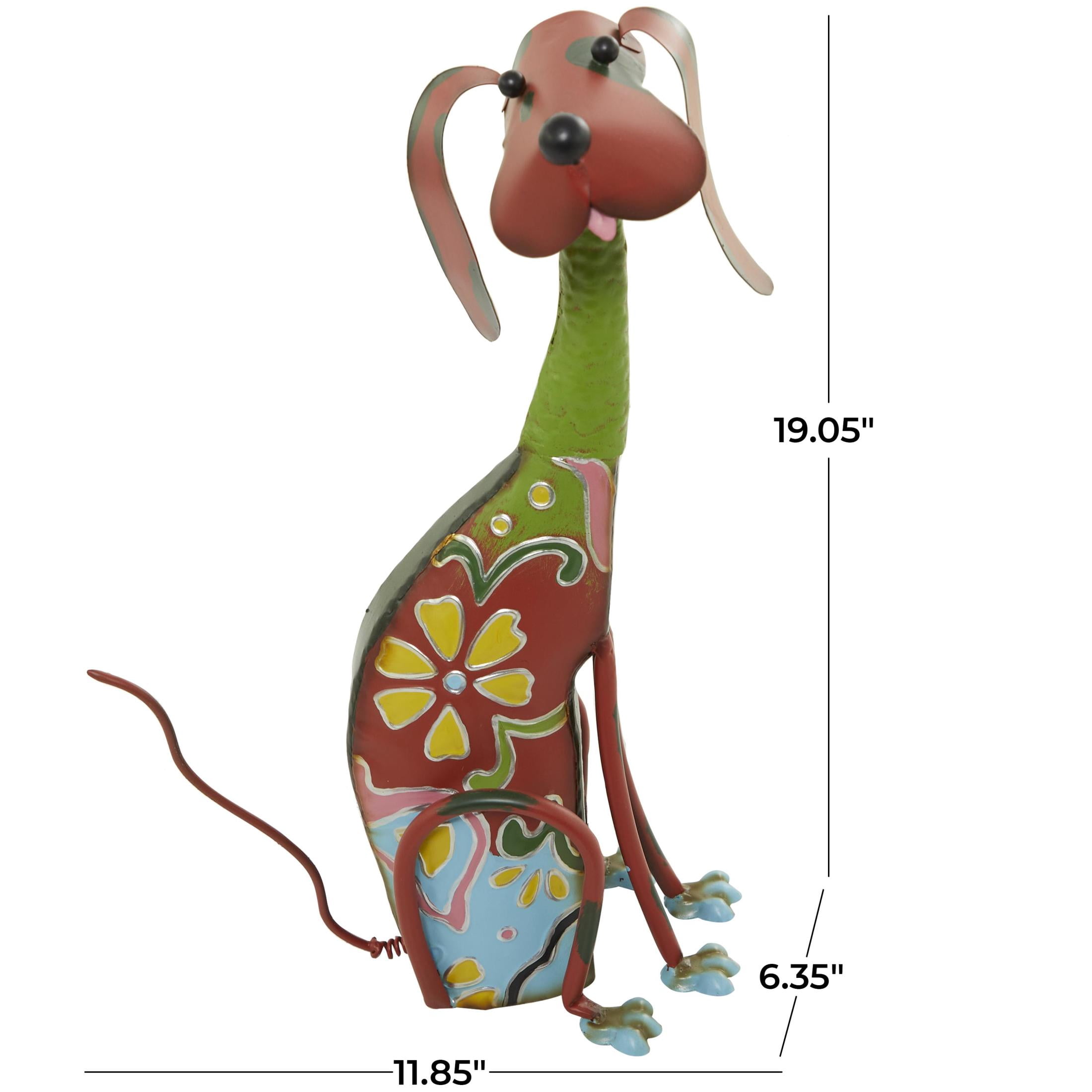DecMode 19" Indoor Outdoor Dog Garden Sculpture with Floral Pattern