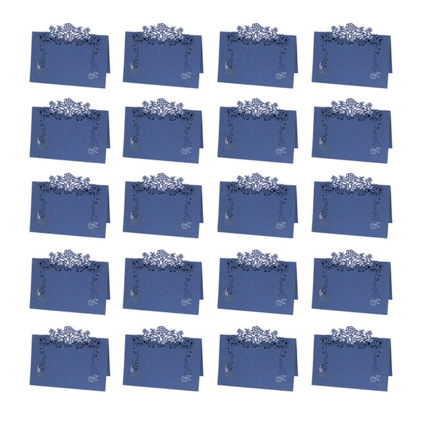 EeaseMX 50 piezas de asientos de estilo europeo para boda, delicados asientos de papel vintage para mesa de fiesta, creativos y con nombre (azul)