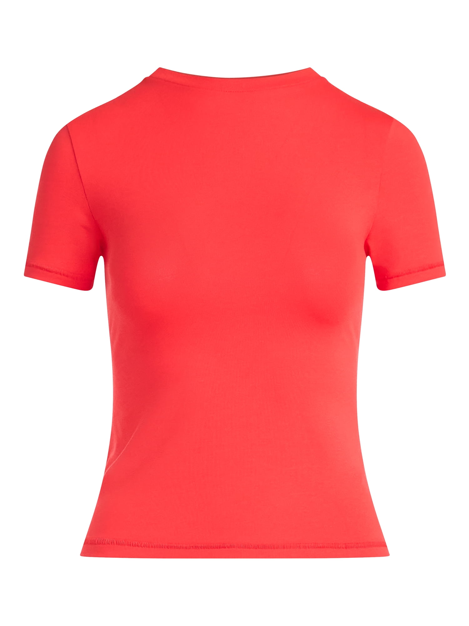 Scoop Women’s Stretch Cotton Blend Baby Tee with Short Sleeves, XS-XXL