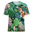 thumbnail image 5 of Lucky Koi Fish Lotus Leaf Women's T-Shirt Short Sleeve T Shirts Tops Tee Ladies Loose T, 5 of 6