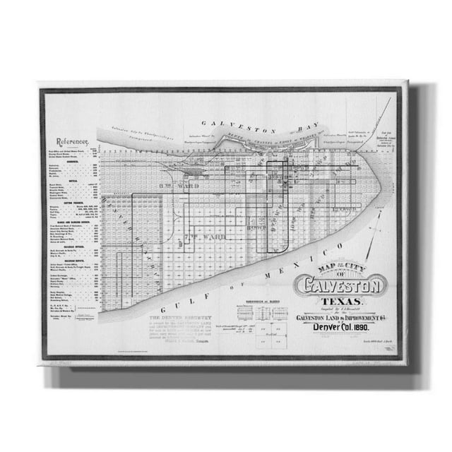 Epic Graffiti 'Map of Galveston, TX 1890' by Epic Graffiti Portfolio, Acrylic Glass Wall Art, 34 ...