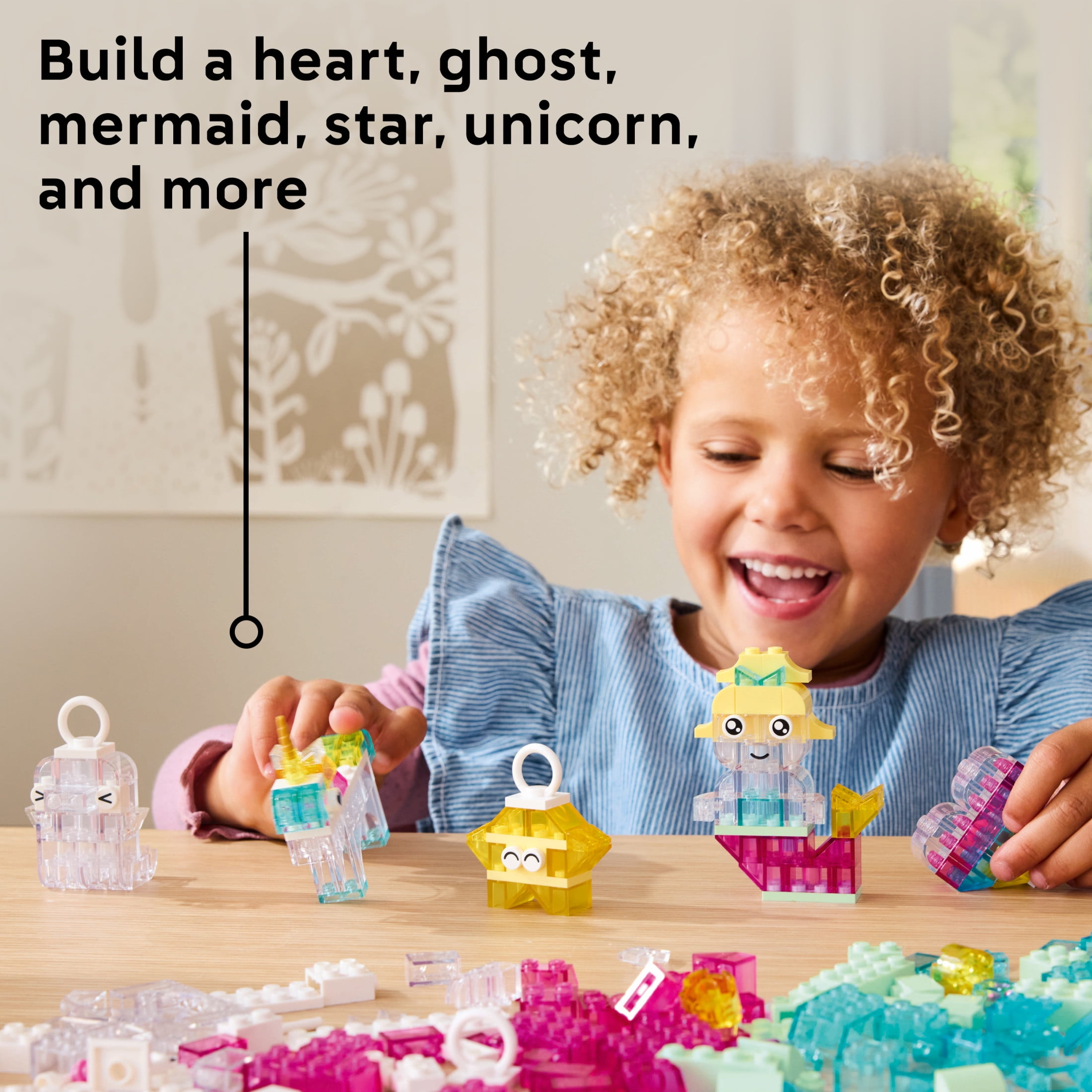 LEGO Classic Magical Transparent Box - Preschool Learning Toy for Boys and Girls, Ages 5+ - Easter Basket Stuffer - Beginner Construction Set - Colorful Building Bricks Toy - 11040