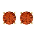 thumbnail image 3 of 4 Ct Round Cut Studs Red Crystal 18K Yellow Solid Gold Everyday Dainty Earrings Push Back, 3 of 7