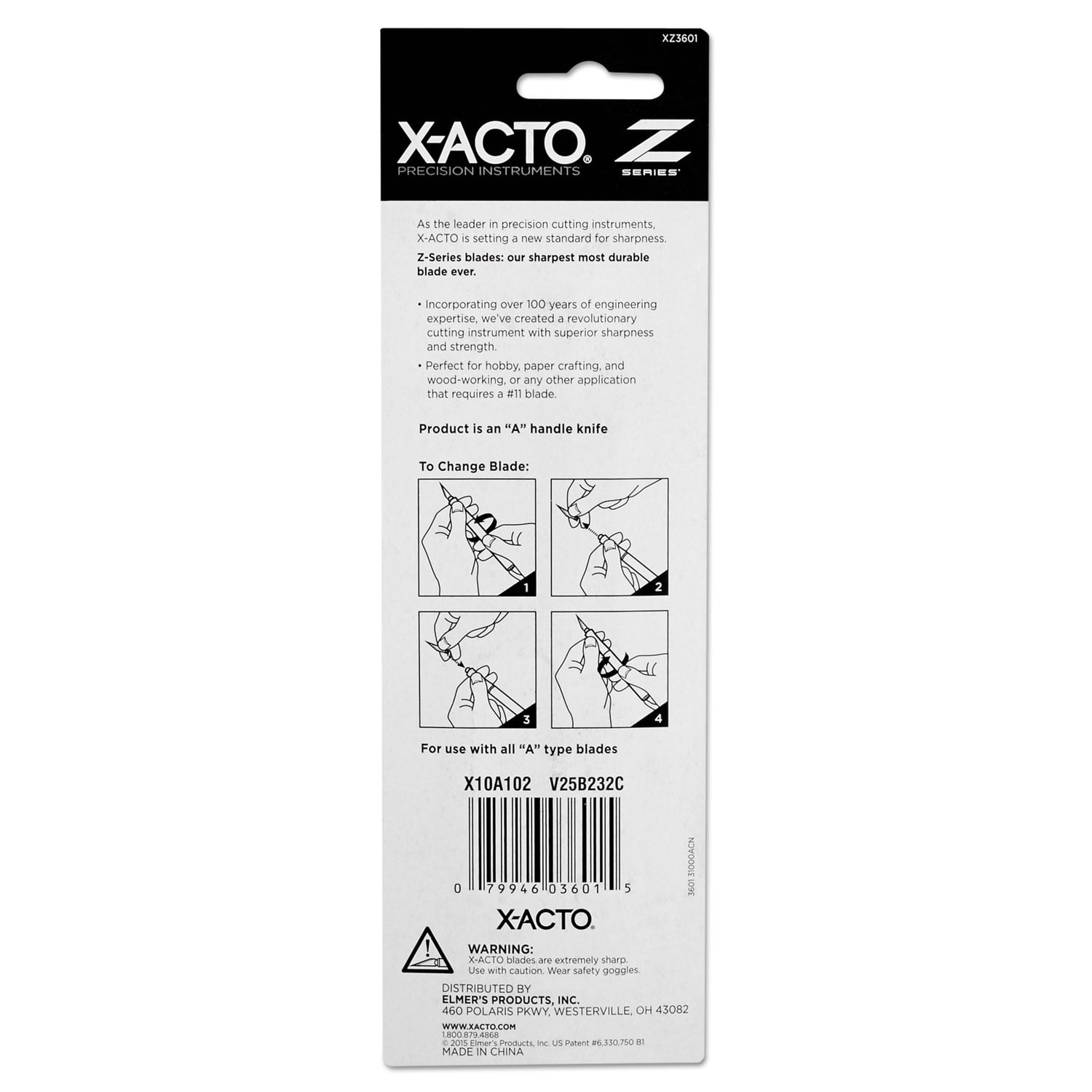 X-ACTO No. 1 Z-Series Precision Utility Knife w/Replaceable Steel Blade -  EPIXZ3601 