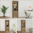 thumbnail image 2 of FIAKOA Rustic Bookshelves Set of 2, 71" Tall Wood Bookcase with Adjustable Shelves, 2 Cabinet Doors and Drawers, Farmhouse Display Storage for Living Room or Office(Natural Wood), 2 of 7