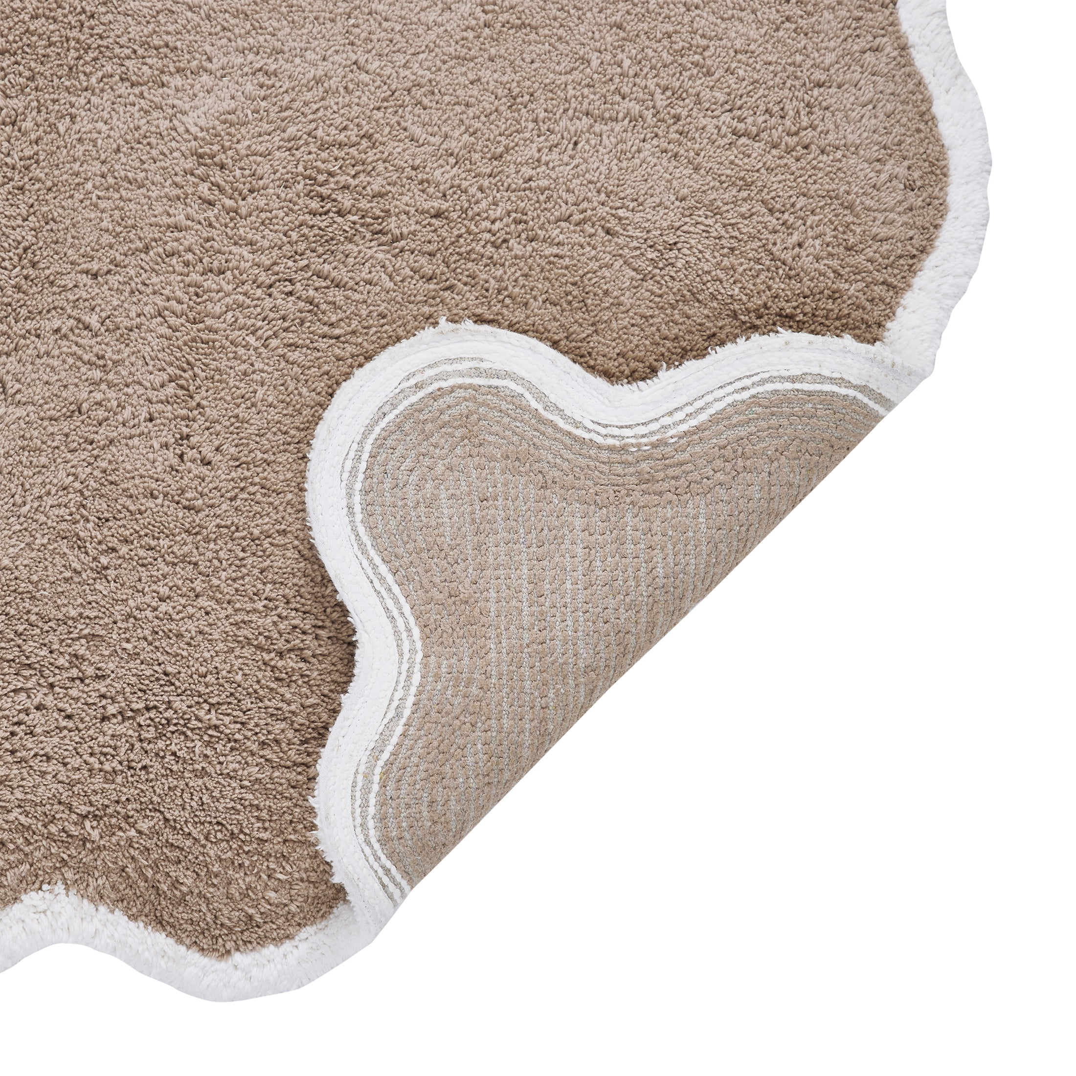 My Texas House Whitney Taupe Scallop Cotton Bath Rug Runner, 24" x 60"