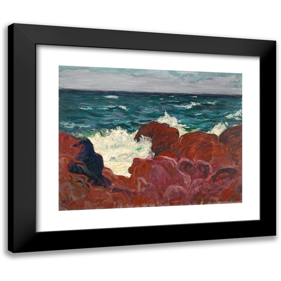 Roderic O'Conor 14x12 Black Modern Framed Museum Art Print Titled - Red Rocks and Sea (1898)