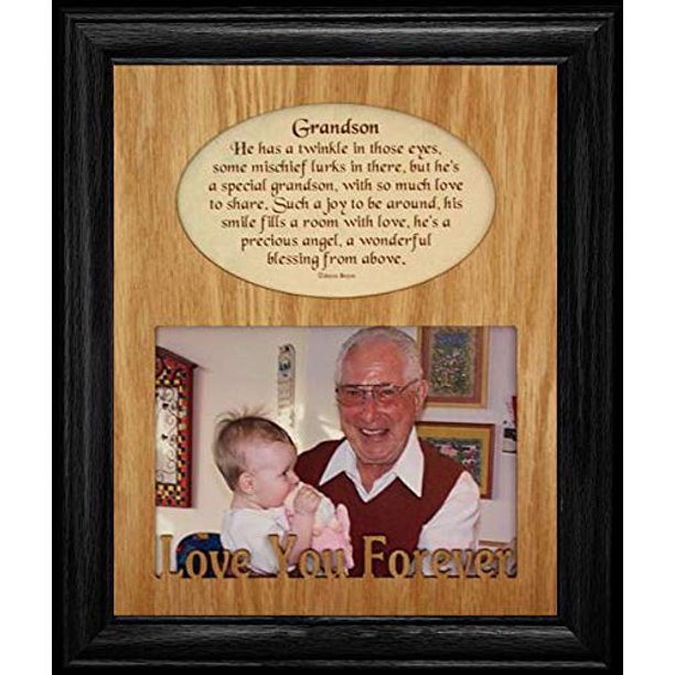 8X10 Grandson Photo & Poetry Frame Holds A Landscape 5X7 Picture