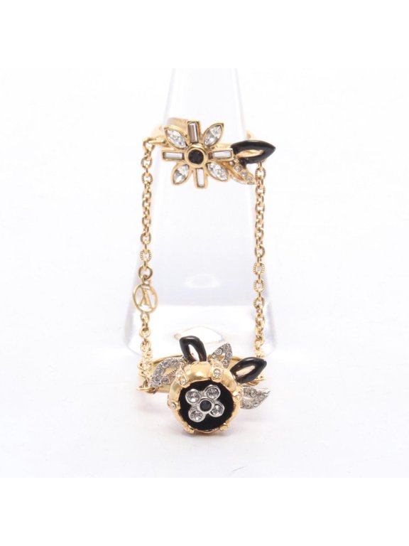 Pre-Owned Louis Vuitton LV Windsor Fleur Ring - Gold Plated (GP) with Rhinestones Women's Gold,...