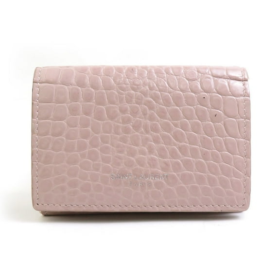 Pre-Owned Saint Laurent SAINT LAURENT Tri-fold wallet Embossed leather Pink Women's... (Fair)