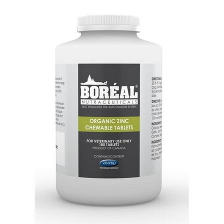 Boreal Nutraceuticals Zinpro Organic Zinc 180 Chewable Tablets for Dogs and Cats - 1 Bottle
