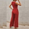 thumbnail image 4 of aidice Summer Womens Jumpsuits Casual U Neck Sleeveless Solid Color Loungewear Wide Leg Pants Rompers, 4 of 8