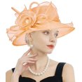 thumbnail image 1 of RZTA Sombrero de vestir de iglesia Kentucky Derby para mujer, ala ancha, flor de hoja, sombrero de despedida de soltera, 1 of 1