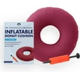 thumbnail image 2 of Dr. Frederick’s Original Donut Pillow - 15" Inflatable Donut Cushion for Tailbone Pain Relief - Seat Cushion for Hemorrhoids, Bed Sores, Prostatitis - Vinyl & Flannel - Red, 2 of 4