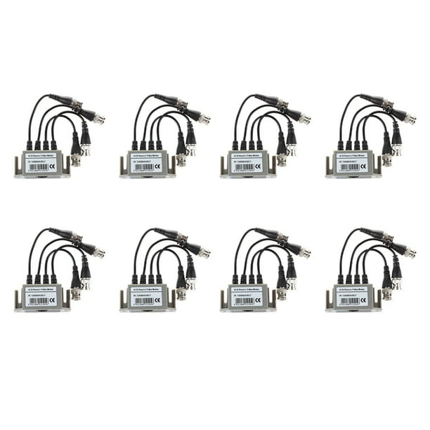 8X Transceptor CCTV 4CH Balun Pasivo Video UTP BNC Conector Rj45