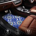 thumbnail image 4 of ZICANCN Waterproof Car Floor Mats Full Set, Vintage Floral Blue Checkered Automotive Carpet Mats for Vehicle Trucks Suv, 4 Pieces, 4 of 6
