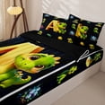 thumbnail image 3 of Homewish Kids Dinosaur Zipper Twin Comforter Sets with Fitted Sheet and 2 Pillowcases for Boys Girls, Dino Letter A Zipper Bedding Set,4-Piece, Black Reversible, 3 of 6