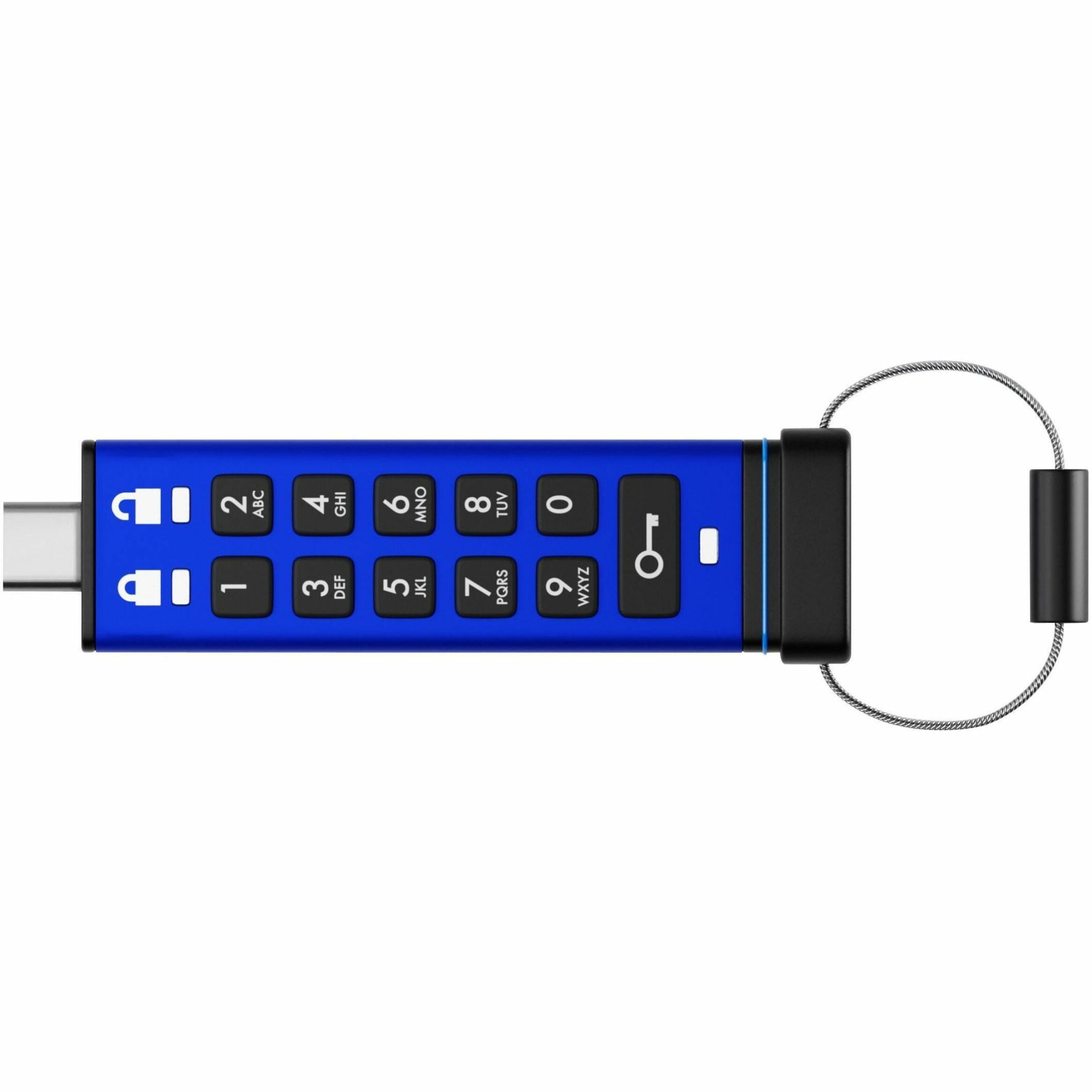 iStorage datAshur PRO+C 256GB | FIPS 140-3 Level 3 Certified | Secure USB Type-C Hardware Encrypted Drive | PIN protected | Type C-A adapter included - TAA Compliant - 256 GB - USB 3.2 (Gen 1) Type...