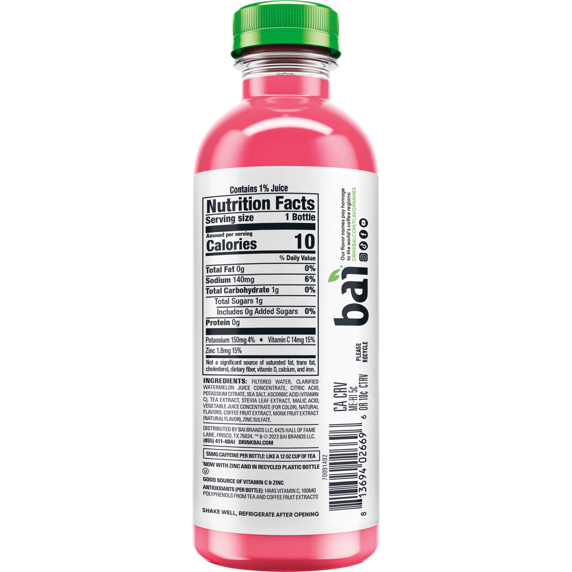(5 pack) Bai Kula Watermelon Antioxidant Infused Water Beverage, 18 fl oz, Bottle