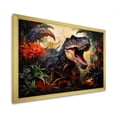 thumbnail image 2 of Designart "Jungle Portrait of Floral Tyrannosaurus Dinosaur" Animals Framed Wall Art Decor - Modern Black Dinosaur Entryway Framed Wall Art Print, 2 of 6