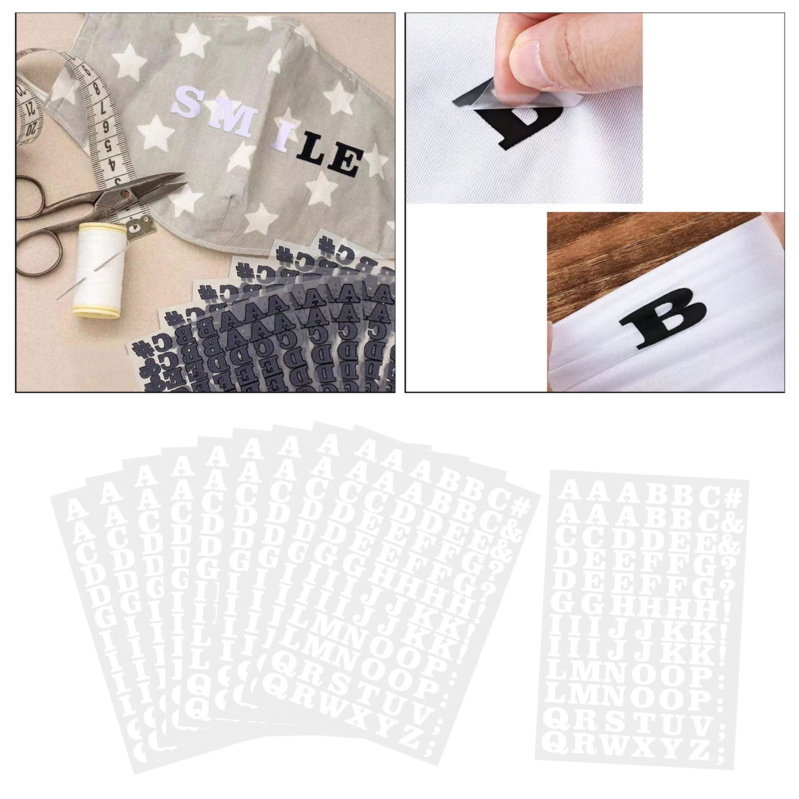 860x Heat Transfer Iron On English Clothing Letters and Punction 27x18.5cm White