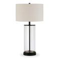 thumbnail image 1 of Henn&Hart 15" Blackened Bronze Metal/Glass/Fabric Table Lamp, 1 of 4