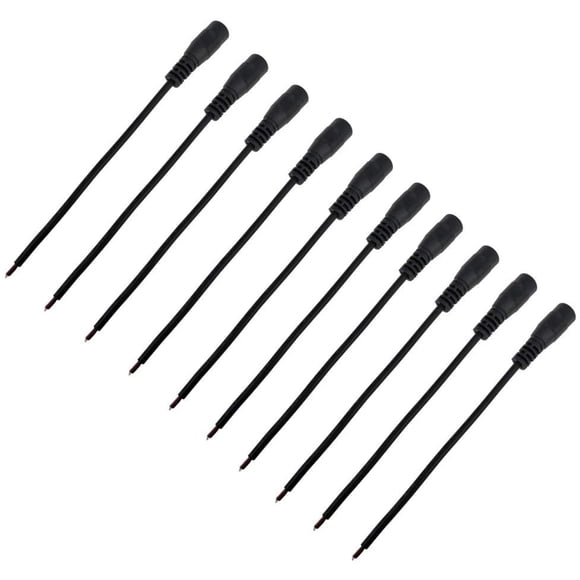 DZYDZR 10pcs 2.1 x 5.5mm Female Plug DC Connector Extension Cord 15cm for Power Adaptor, DC Cable