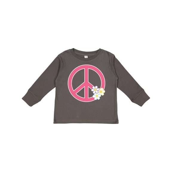 Inktastic Peace Sign Cute Daisy Flowers Girls Long Sleeve Toddler T-Shirt