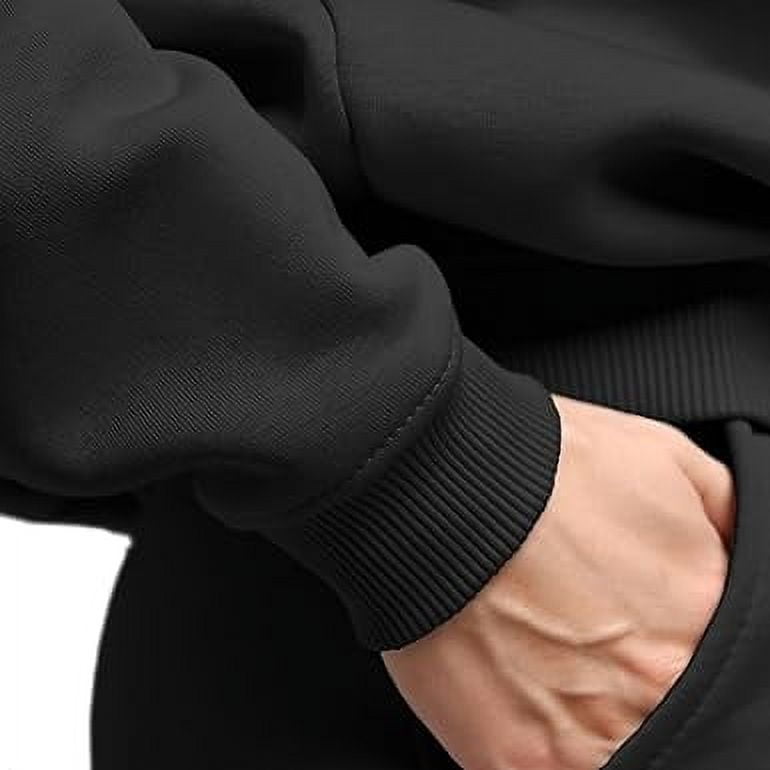 Elegant Comfort Men's Fleece Hoodies, Moisture Wicking & Breathable, Pullover Hooded Sweatshirt, Medium, Black
