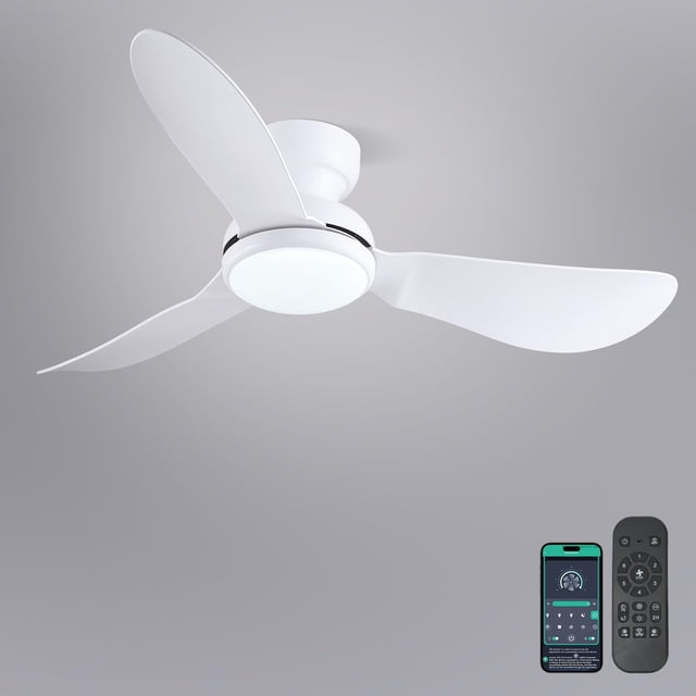 Ventilador de techo Kviflon, 117 cm, 3 aspas, control remoto LED regulable