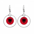 thumbnail image 1 of Albania National Flag Europe Country Earrings Dangle Hoop Jewelry Drop Circle, 1 of 3