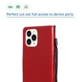 thumbnail image 6 of Allytech Wallet Case for iPhone 13 Pro 5G 6.1 inch 2021, Slim Premium Embossed Tree Cat Flowers PU Leather Flip Kickstand Magnetic Snap Hand Strap Case for iPhone 13 Pro 2021, Red, 6 of 6