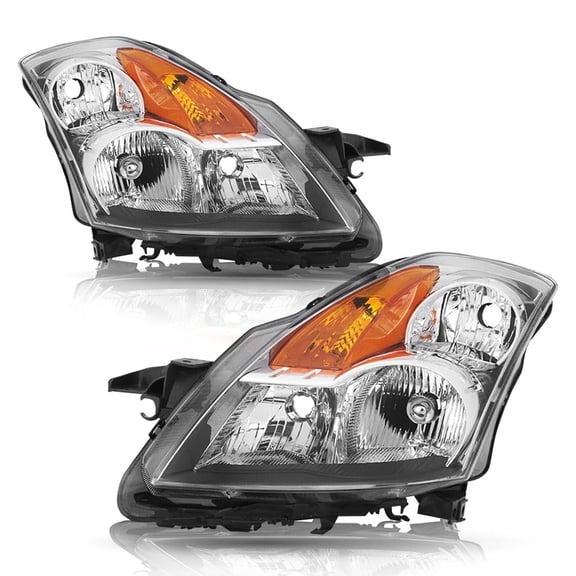 BRYGHT-Chrome Headlights For 2007 2008 2009 Nissan Altima Chrome Housing Amber Corner Headlights Lamps