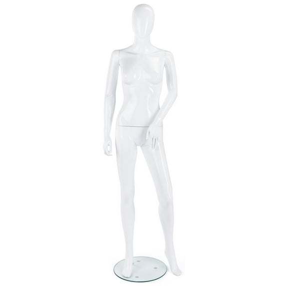 Displays2Go Female Abstract Full Body Mannequin, Calf road, Removable Torso, Arms, Leg, ABS Plastic – White (MAFMF3GW)