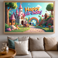 thumbnail image 3 of Happy Birthday Fantasy Castle Backdrop for Party Celebration Indoor Outdoor Decoration Photo Booth Background Banner Rainbow Fairy Tale Theme, 3 of 4