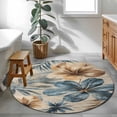 thumbnail image 5 of Blue Brown Botanical Round Rug 3.3ft Washable Circle Entryway Rugs Non Slip Farmhouse Flowers Summer Area Rug Indoor Floor Carpet for Bedroom Kitchen Living Room Home Office Dining Room Nursery, 5 of 8