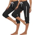 thumbnail image 2 of Lmnyox 2 Pack Women's Capris Elastic Waist Drawstring Capri Pants Summer Lightweight Yoga Capris with Pocket, 2 of 7