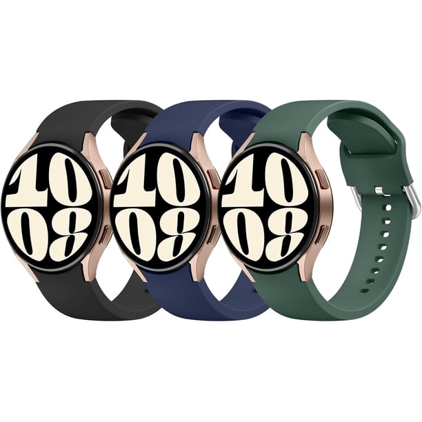 3 Pack Correas para Samsung Galaxy Watch 6 / 5 / 4 Band 40mm 44mm, Galaxy Watch 5 Pro 45mm, Galaxy Watch 6 , Galaxy Watch 4 20mm Sport Band Correa de repuesto de silicona ajustable para