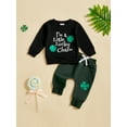 thumbnail image 2 of aturustex Toddler Boy Irish Day Tracksuit Outfits 0 6M 12M 18M 2T 3T Infant Baby Long Sleeve Sweatshirt Clover Letter Print Pullovers Crew Neck Tops +n Loose Cute Casual Daily Jogger Clothes, 2 of 7