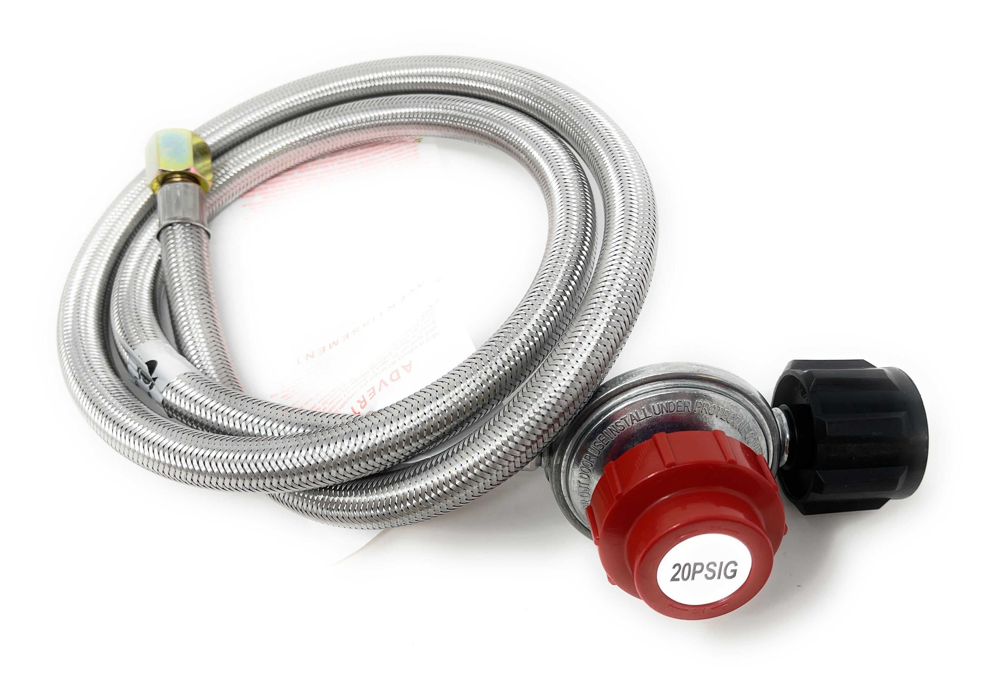 Madol 20 PSI Adjustable Propane Regulator with Stainless Steel Braided