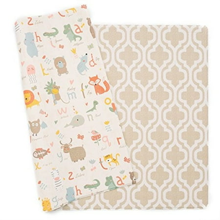 baby care play mat - haute collection (medium, moroccan - beige) - play mat for infants - non-toxic baby rug - cushioned baby mat waterproof playmat - reversible double-sided kindergarten mat